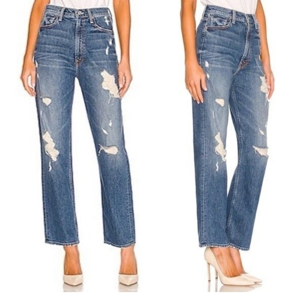Mother Denim High Waisted Study Hover
Straight Leg Jeans Distressed Size 27